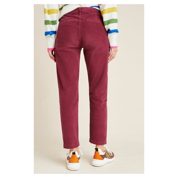 NWT Anthropologie Sundry Leopard Corduroy Trousers Pants Wine Maroon 27 28 - Picture 5 of 6